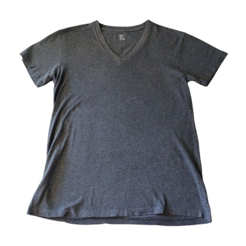 GAP Best T-shirt Women Medium Gray V-neck Short Sleeve Streetwear School Casual